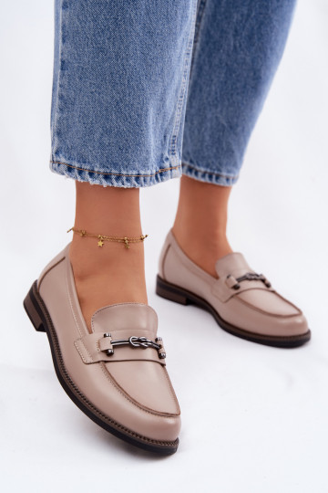Mocasines de cuero para mujer Vinceza 18132 color arena 2