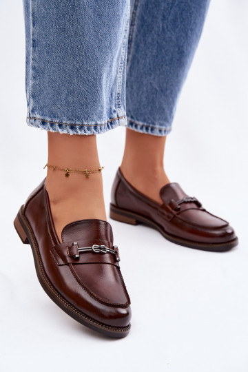 Mocasines de cuero para mujer Vinceza 18132 color marrón 2