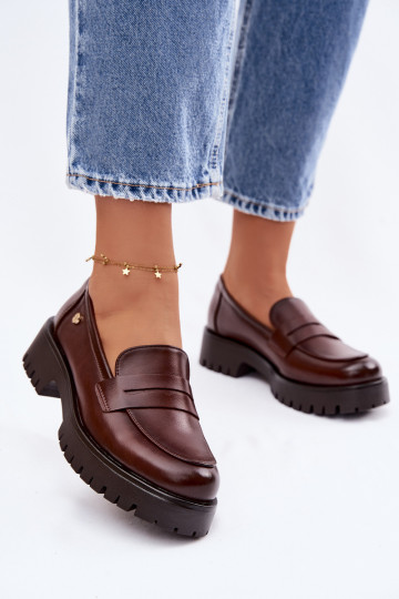 Piel mocasines de mujer Vinceza 18125 color marrón 2