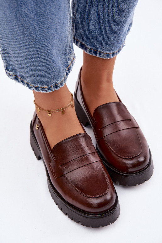 Piel mocasines de mujer Vinceza 18125 color marrón