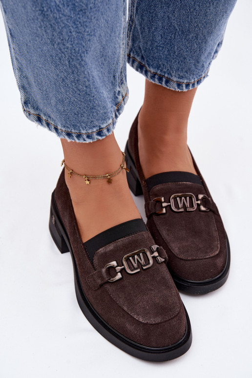 zapatos mocasines de mujerActivadoturalnego de gamuzau En un tacón bajo Vinceza 18127 CzekoladoAe