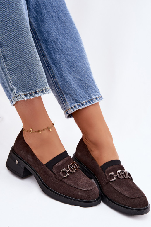 zapatos mocasines de mujerActivadoturalnego de gamuzau En un tacón bajo Vinceza 18127 CzekoladoAe