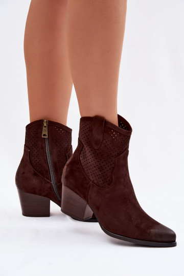 Botines de estilo vaquero para mujer con tacones Vinceza 58150 color chocolate 2
