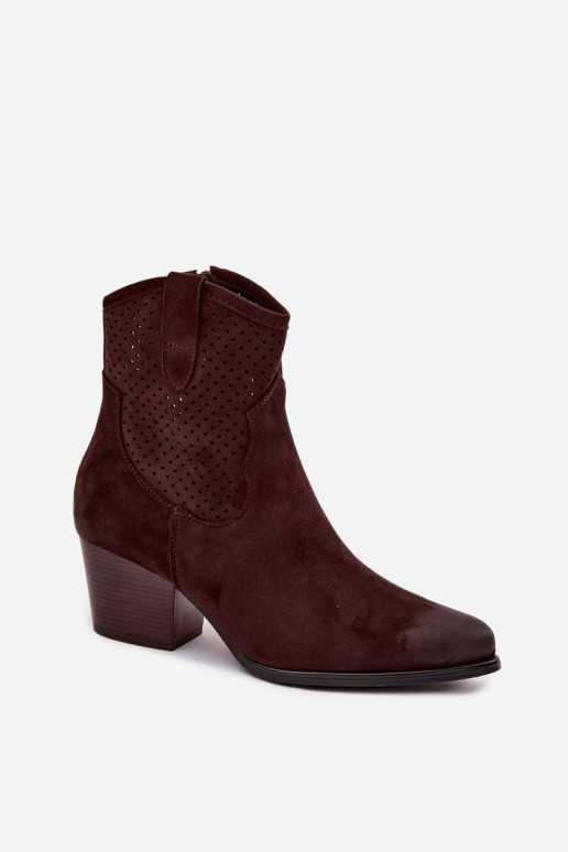 Botas caladas estilo vaquero Femenino con tacones Vinceza 58150 CzekoladoAe