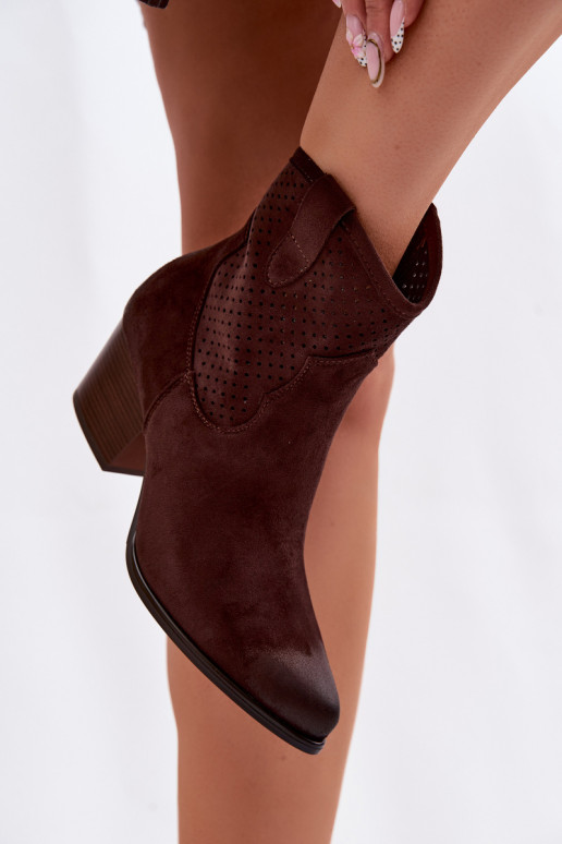 Botas caladas estilo vaquero Femenino con tacones Vinceza 58150 CzekoladoAe