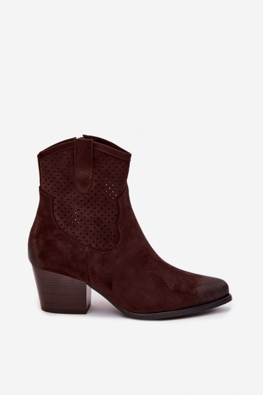Botas caladas estilo vaquero Femenino con tacones Vinceza 58150 CzekoladoAe