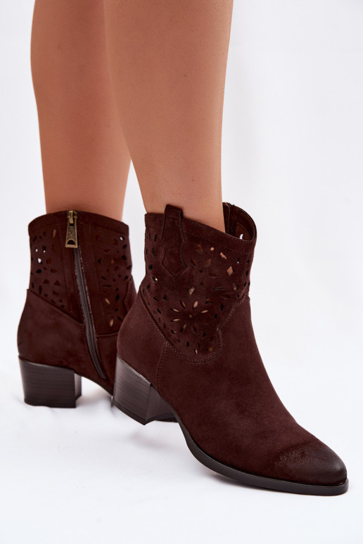 Botas caladas Femenino con tacones Vinceza 58452 Czekolada