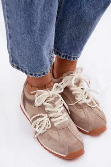 Piel de gamuza Zapatillas modelo zapatos. Femenino Big Star TT274677 beige