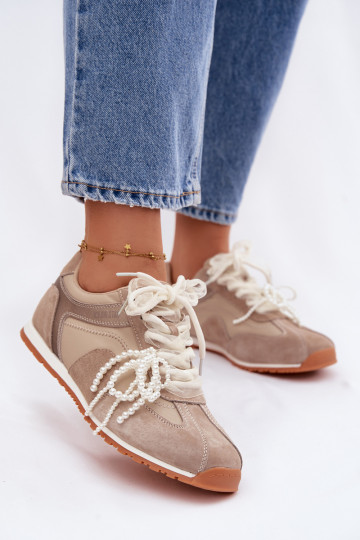 Piel de gamuza Zapatillas modelo zapatos. Femenino Big Star TT274677 beige 2