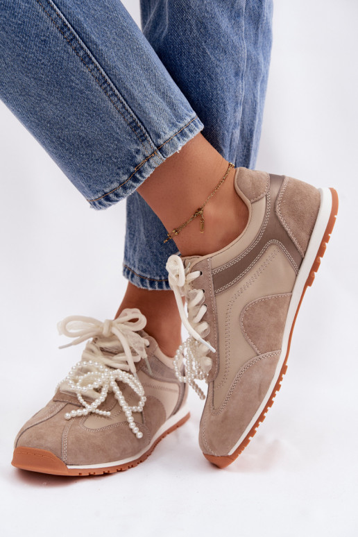 Piel de gamuza Zapatillas modelo zapatos. Femenino Big Star TT274677 beige