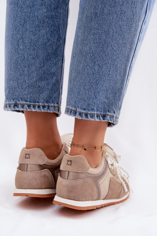 Piel de gamuza Zapatillas modelo zapatos. Femenino Big Star TT274677 beige