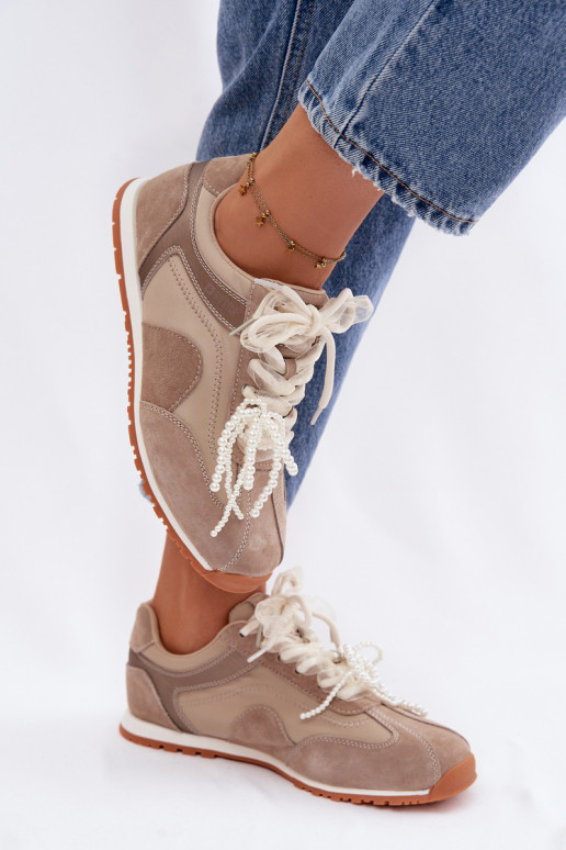 Piel de gamuza Zapatillas modelo zapatos. Femenino Big Star TT274677 beige