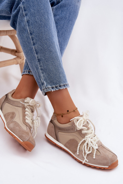 Piel de gamuza Zapatillas modelo zapatos. Femenino Big Star TT274677 beige