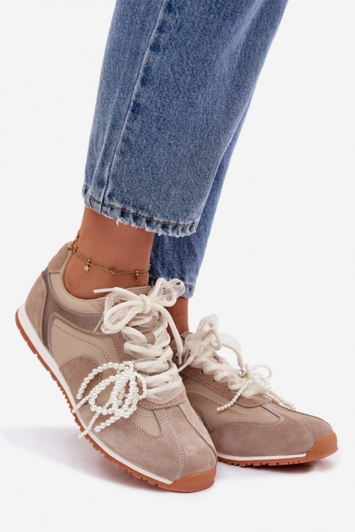 Piel de gamuza Zapatillas modelo zapatos. Femenino Big Star TT274677 beige