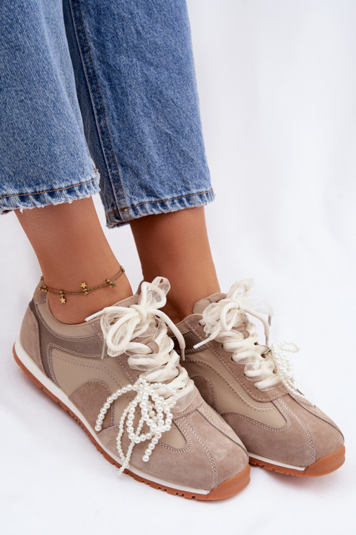 Piel de gamuza Zapatillas modelo zapatos. Femenino Big Star TT274677 beige