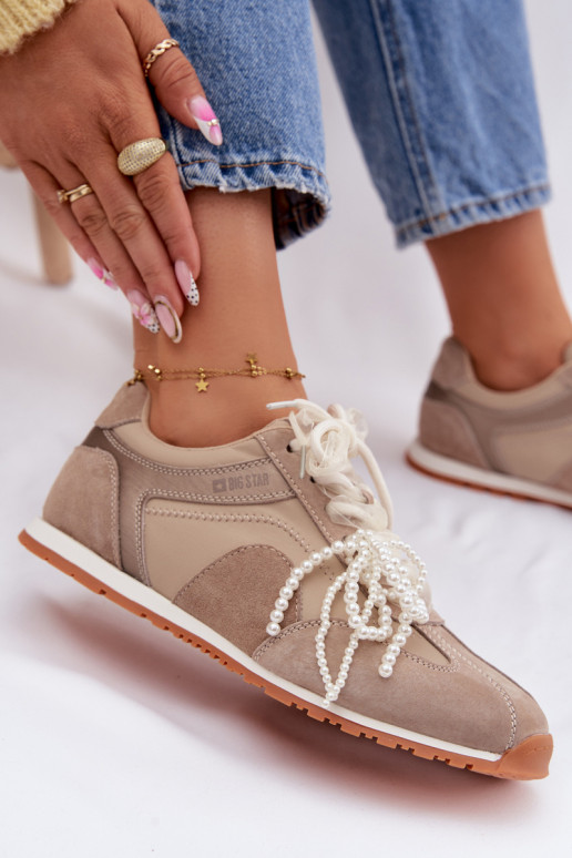Piel de gamuza Zapatillas modelo zapatos. Femenino Big Star TT274677 beige