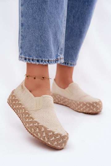 Alpargatas con una plataforma Con Trenza Lee Cooper LCEN-26-31-4332 beige 2