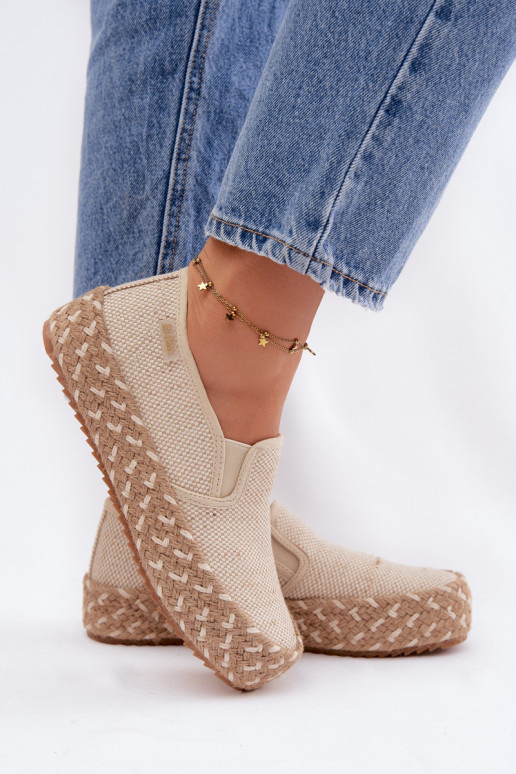 Alpargatas con una plataforma Con Trenza Lee Cooper LCEN-26-31-4332 beige