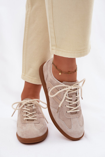 Zapatillas deportivas de ante para mujeres color arena Perinae 2