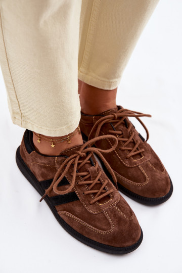 Piel de gamuza Zapatillas modelo zapatos. Femenino color marrón Ismina