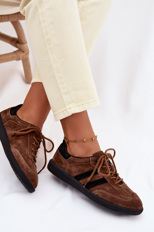 Piel de gamuza Zapatillas modelo zapatos. Femenino color marrón Ismina