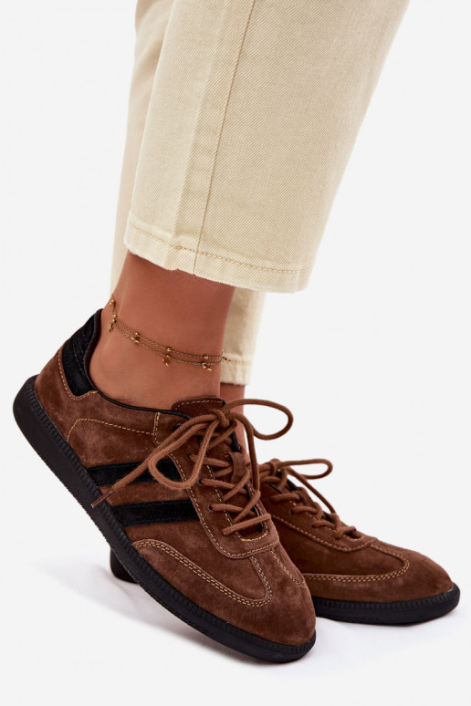 Piel de gamuza Zapatillas modelo zapatos. Femenino color marrón Ismina