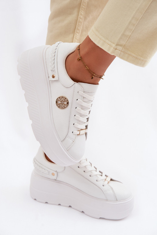 Piel Zapatillas modelo zapatos. Femenino con una plataforma D&A LR61-7095 el color blanco