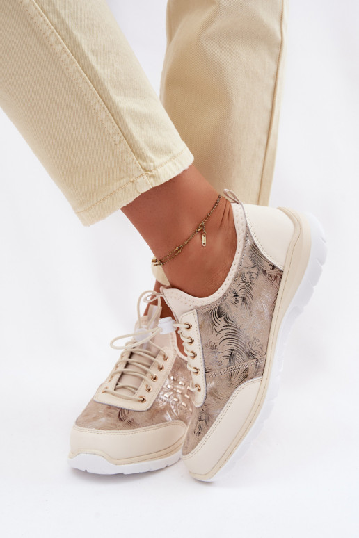 Estampado Piel zapatos Femenino D&A GR61-5990 beige