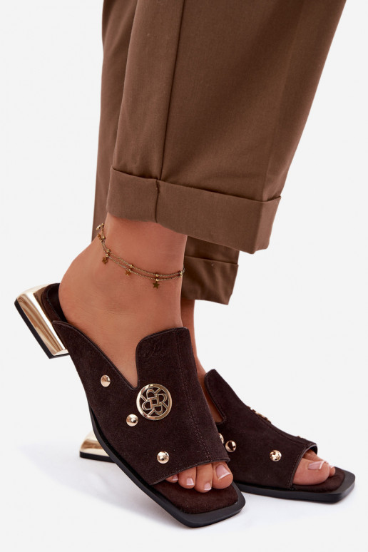 zapatillas de gamuza Ze color doradomi Ozdobami D&A CR61-3061 CzekoladoAe