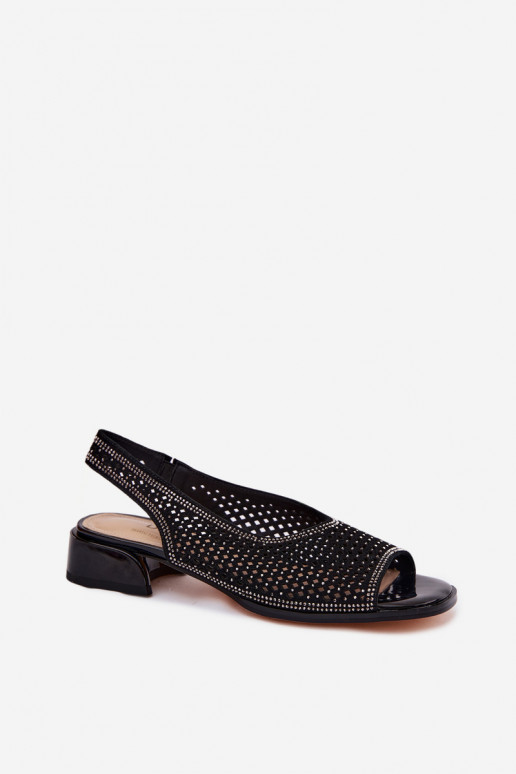 Decorado Sandalias caladas Femenino de gamuza reloj D&A CR61-3131 de color negro