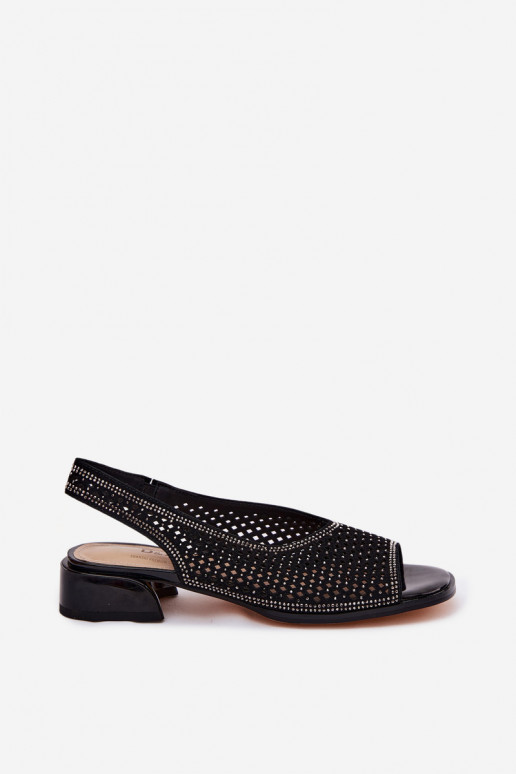 Decorado Sandalias caladas Femenino de gamuza reloj D&A CR61-3131 de color negro