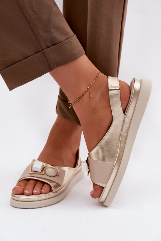 Sandalias de mujer Femenino con adornos D&A GR61-5932 color dorado