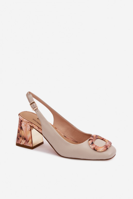 Piel Sandalias de tacón alto para mujer. con hebillas D&A LZ61-2010 beige