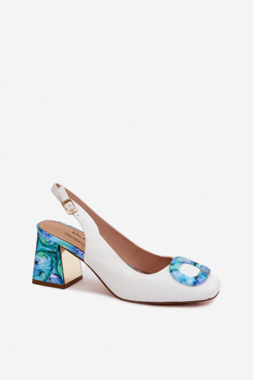 Piel Sandalias de tacón alto para mujer. con hebillas D&A LZ61-2010 el color blanco