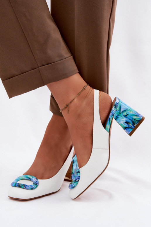 Piel Sandalias de tacón alto para mujer. con hebillas D&A LZ61-2010 el color blanco