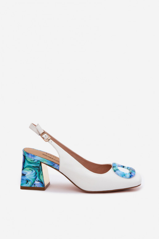 Piel Sandalias de tacón alto para mujer. con hebillas D&A LZ61-2010 el color blanco