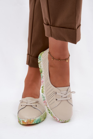 Zapatos de piel para mujeres S.Barski GR61-5970 color arena