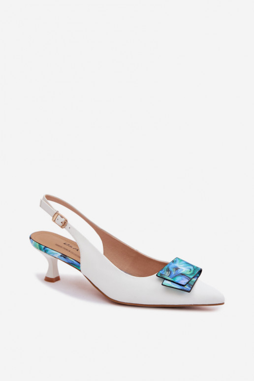 Piel Zapatos Femenino con tacones con adornos D&A LZ61-2006 el color blanco