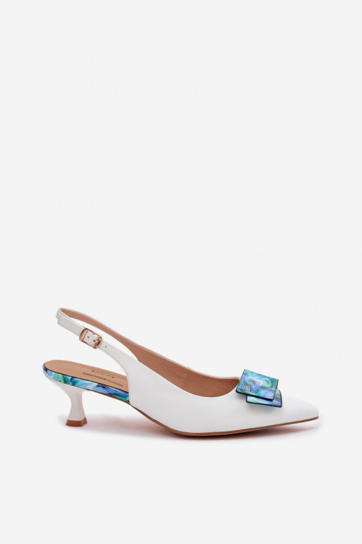 Piel Zapatos Femenino con tacones con adornos D&A LZ61-2006 el color blanco