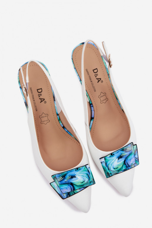 Piel Zapatos Femenino con tacones con adornos D&A LZ61-2006 el color blanco