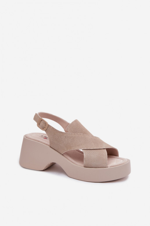 Sandalias de mujer Femenino con una plataforma S.Barski LR61-7005 beige