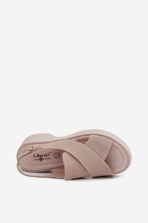 Sandalias de mujer Femenino con una plataforma S.Barski LR61-7005 beige