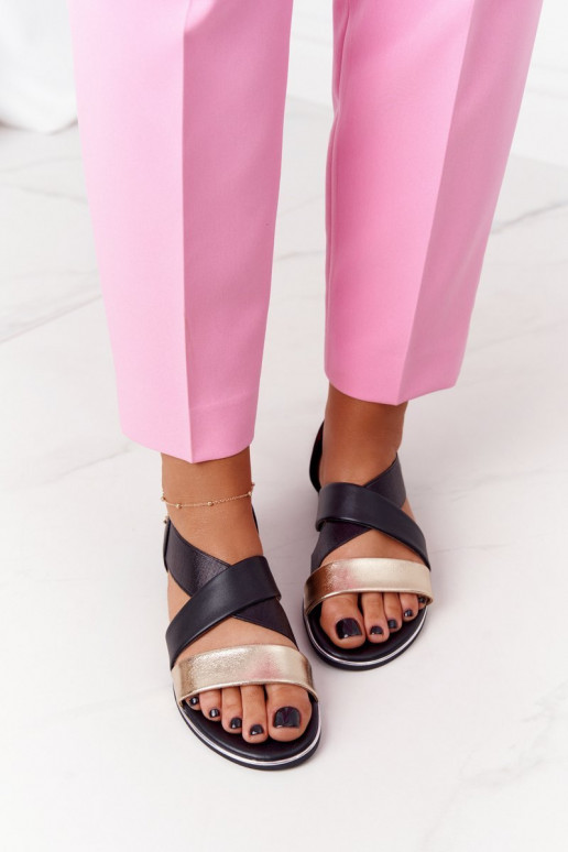 Sandalias de piel con borla. oro-de color negro Apulia