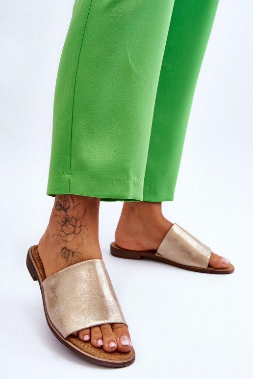 Femenino La piel es suave Zapatillas color dorado Cerise