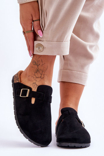 Zapatillas de gamuza sobre plataforma de corcho color negro Vellma