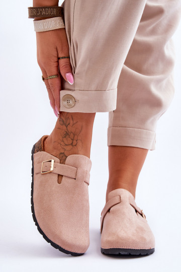 Zapatillas de ante con plataforma de corcho. beige Vellma