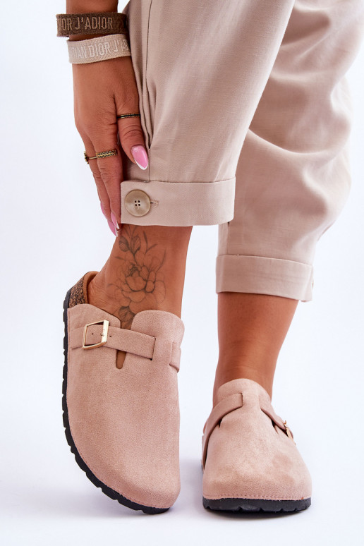 Zapatillas de ante con plataforma de corcho. beige Vellma