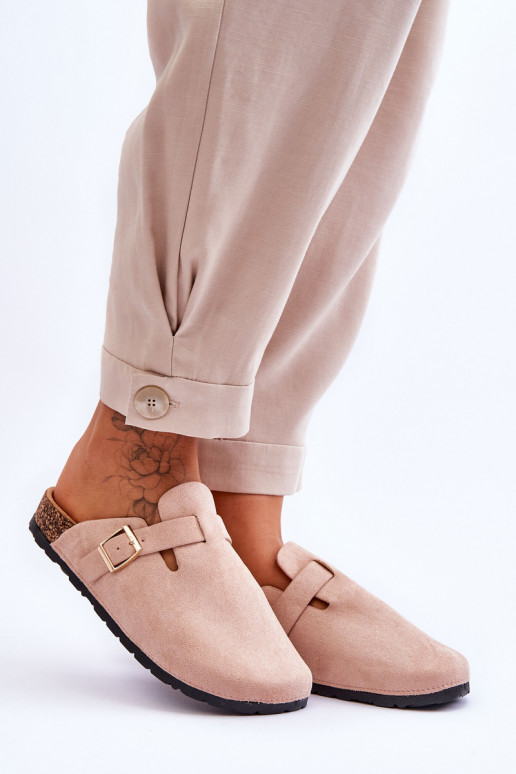 Zapatillas de ante con plataforma de corcho. beige Vellma
