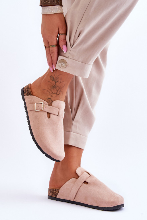 Zapatillas de ante con plataforma de corcho. beige Vellma