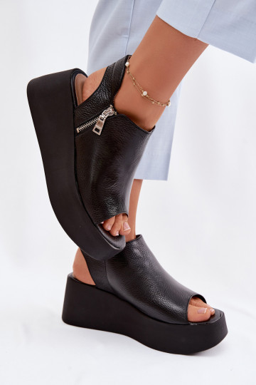 Piel Sandalias plataforma Zazoo 1792 de color negro